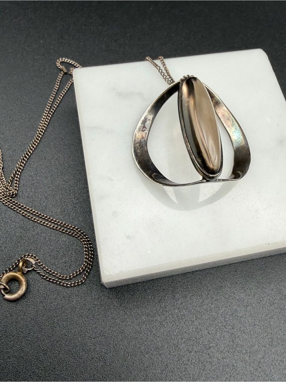 Vintage British Pendant Necklace #S72 London Assay marks 925 Sterling Silver